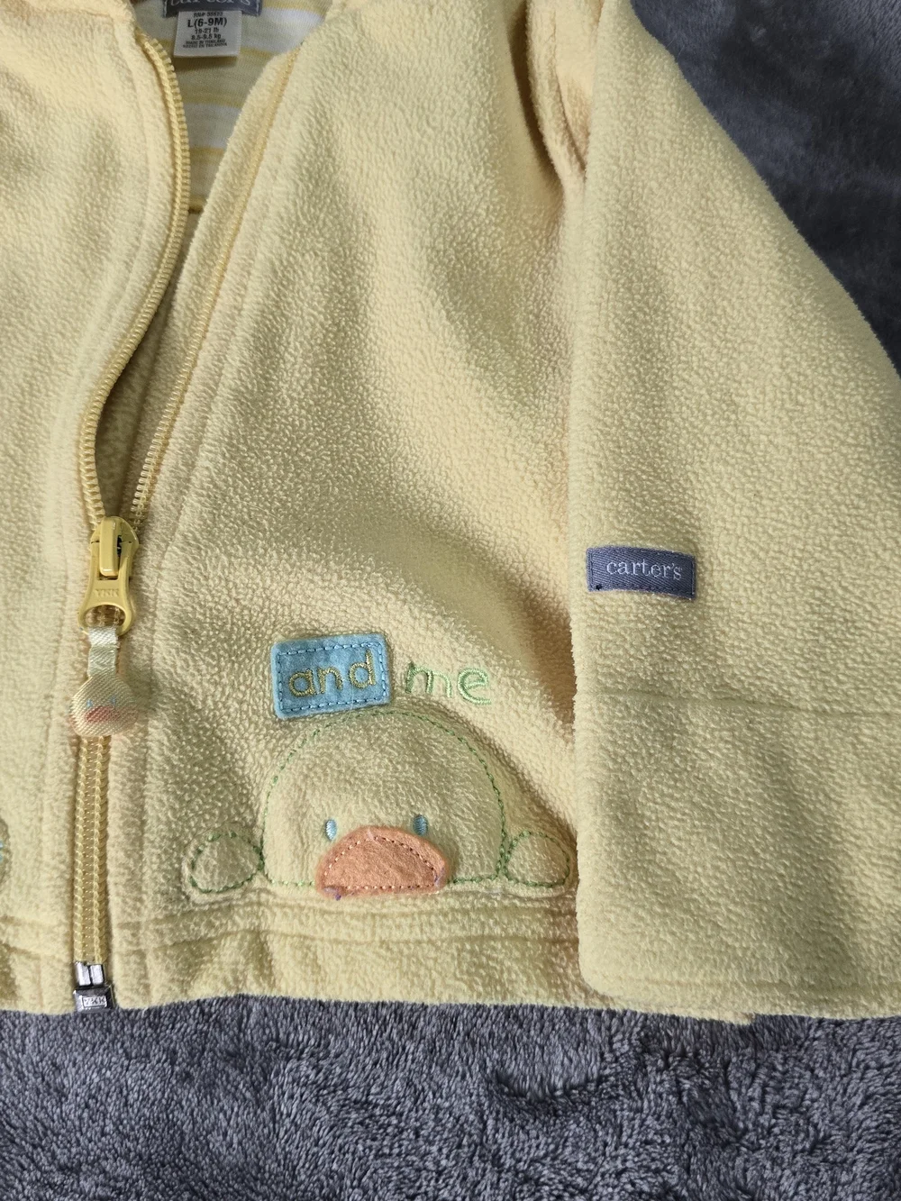 Vintage Carter's Yellow Hooded Baby Jacket with Duck Embroidery 1990s
